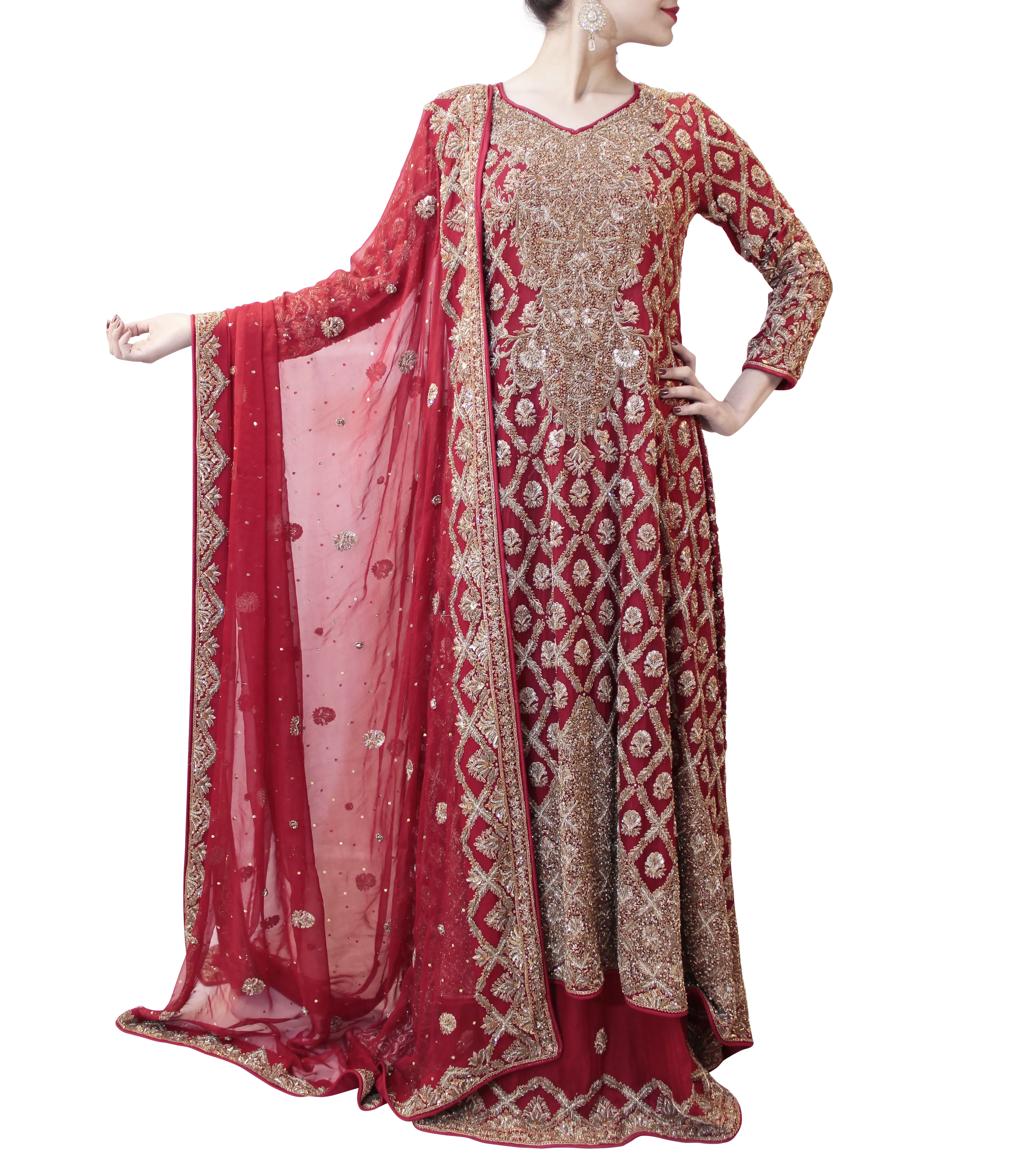 RED AND GOLD PAKISTANI BRIDAL LEHENGA