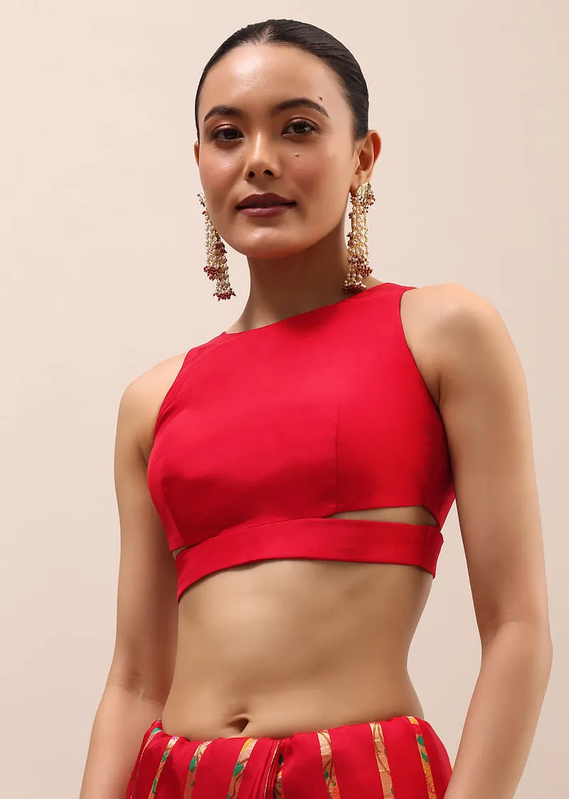 Red Bandhani Silk Saree