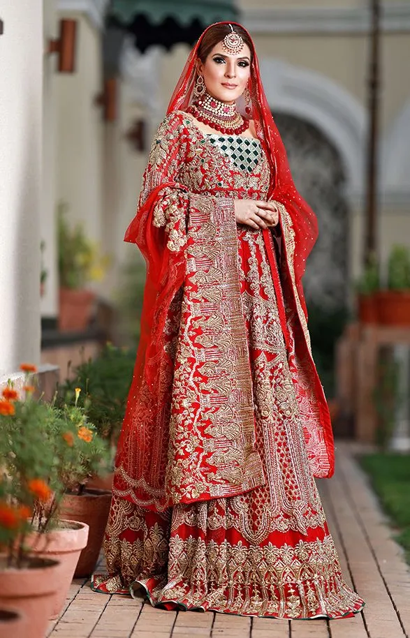 Red Bridal Lehnga Wear with Embroidery #Y6005