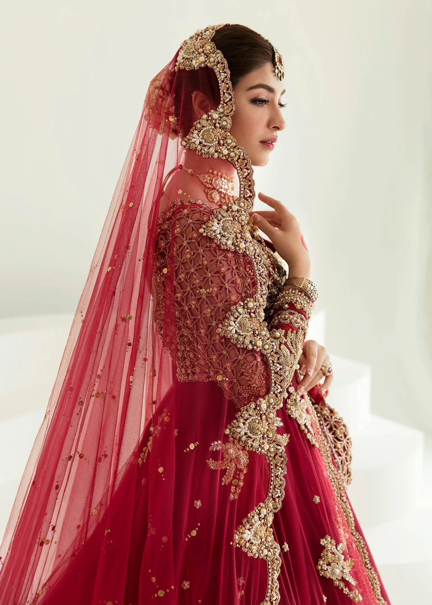 Red Gown Lehenga Design Dress Pakistani Bridal Wear