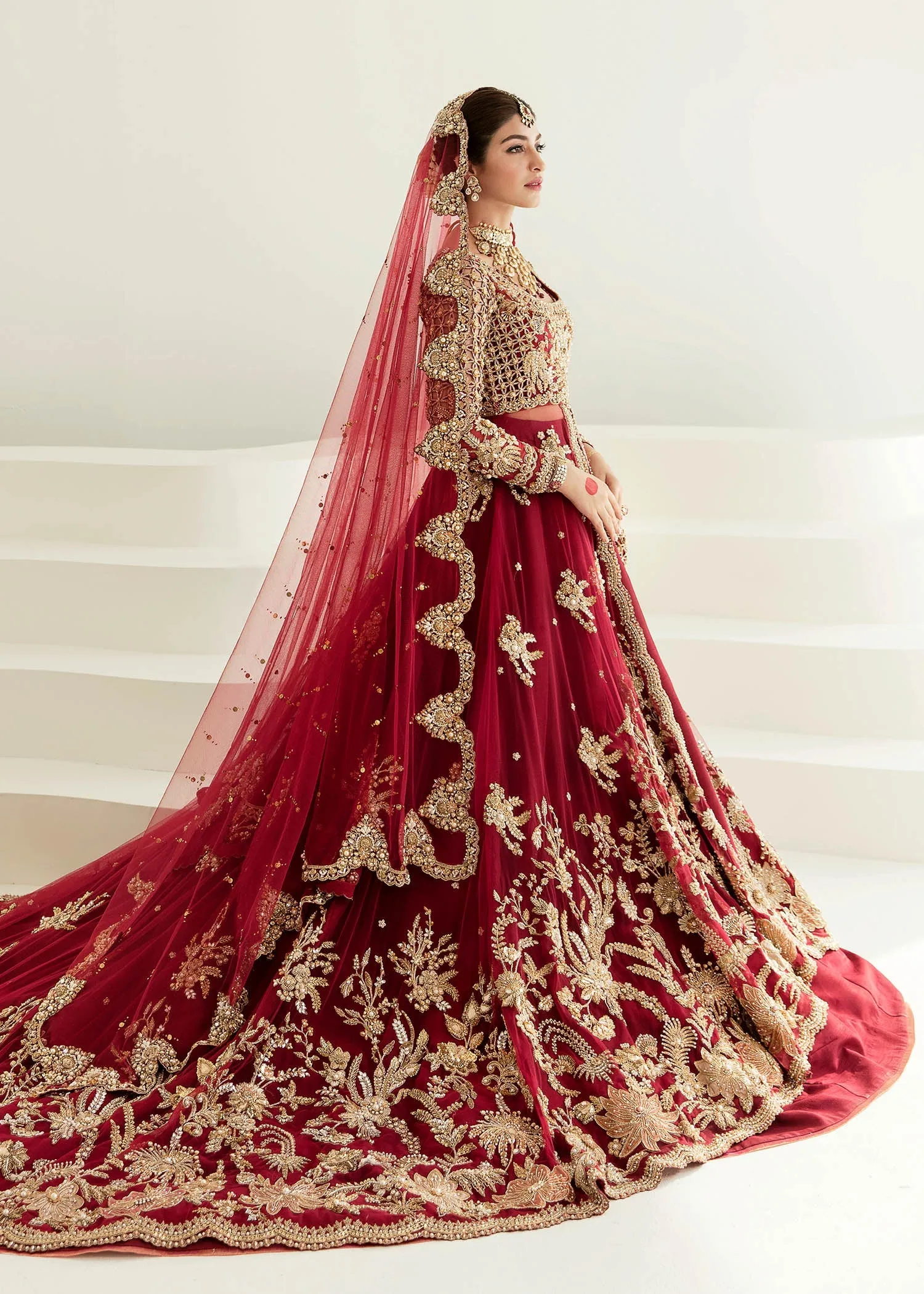 Red Gown Lehenga Design Dress Pakistani Bridal Wear
