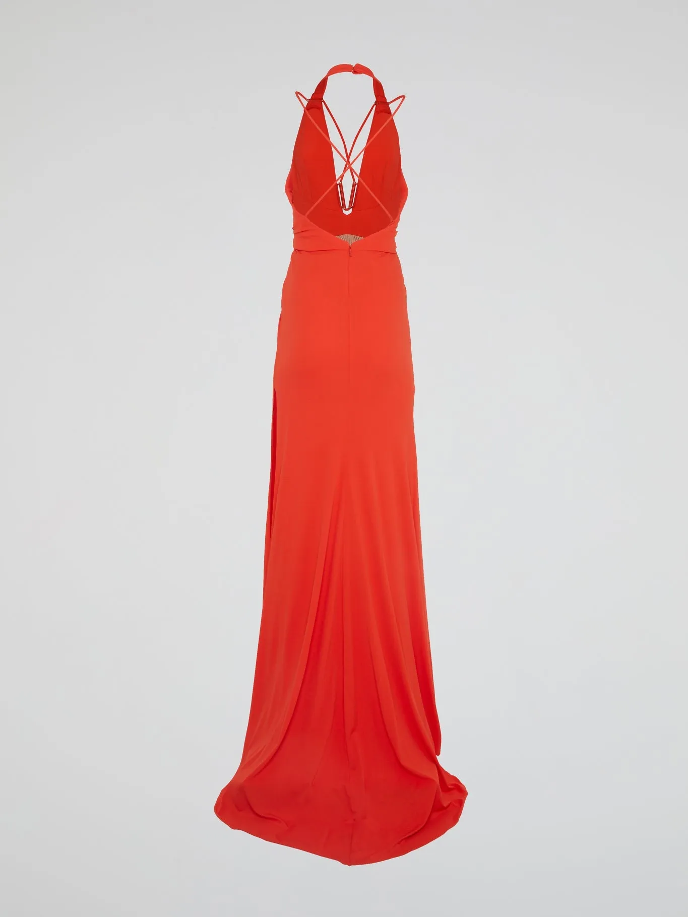 Red Halter Neck Maxi Dress