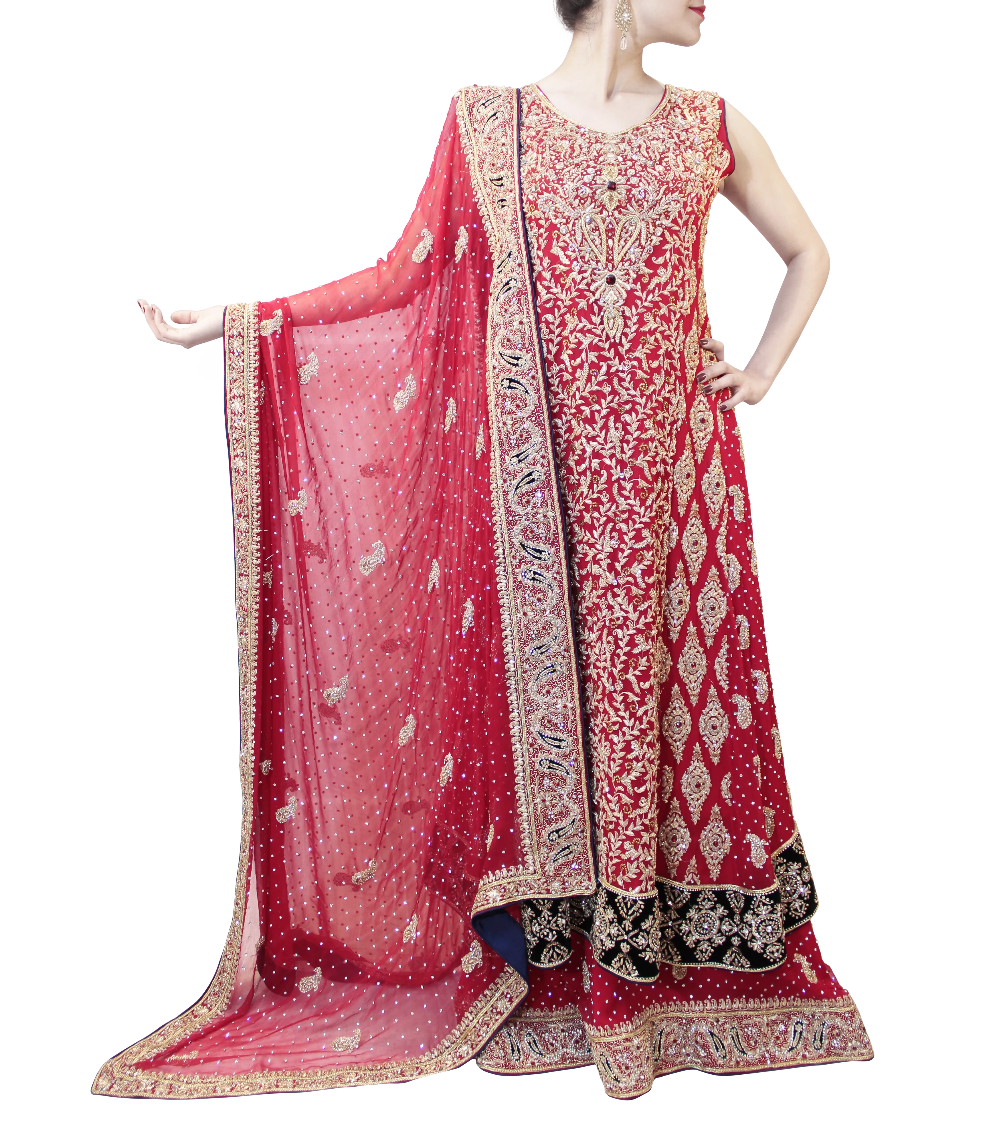 RED PAKISTANI BRIDAL LEHENGA