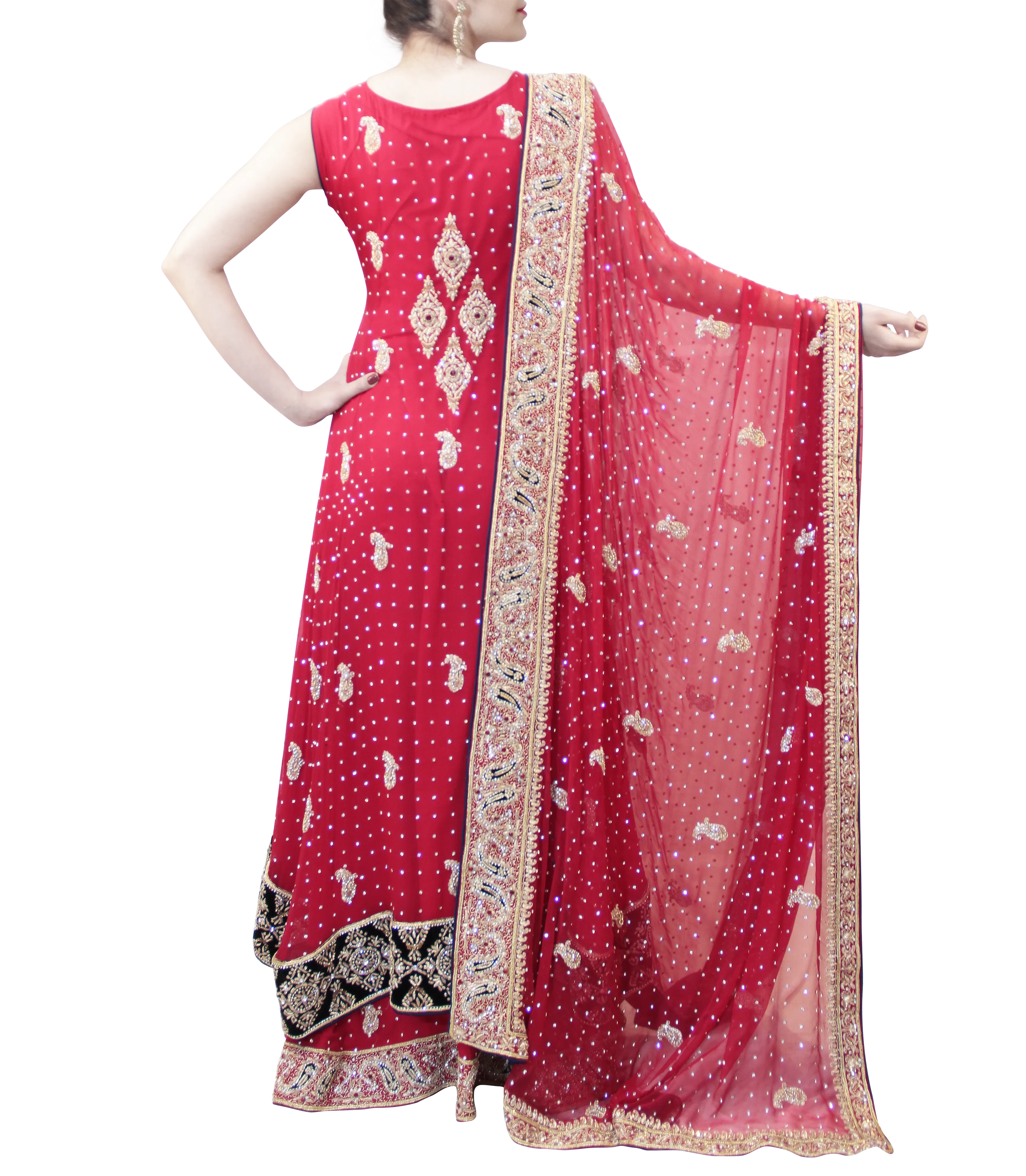 RED PAKISTANI BRIDAL LEHENGA