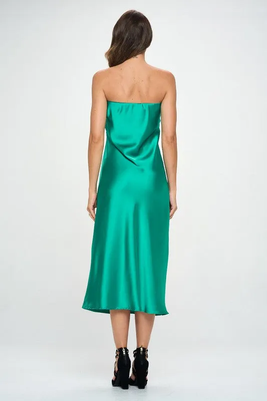 Renee C. Made in USA Silky Satin Tube Draped Dress
