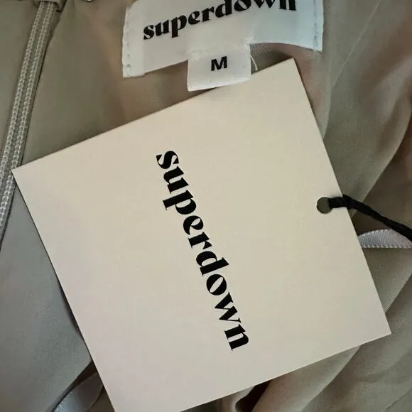 Revolve Superdown Nude Satin Mini Slip Dress MEDIUM Coquette Lingerie Nicole NEW