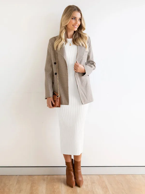 Ribbed Bodycon Midi Dress with Sleeveless Design