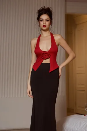 Rissah Rose Flower Halter Top