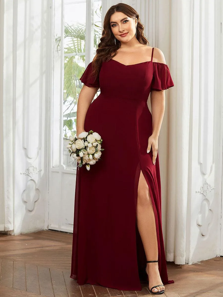 Robe invitée mariage fendue été sexy à épaules dénudées