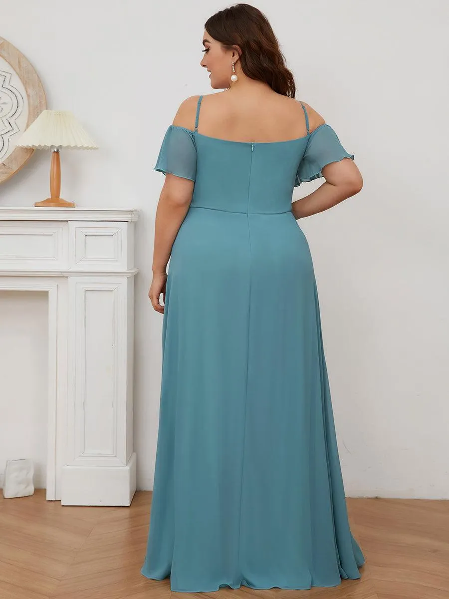 Robe invitée mariage fendue été sexy à épaules dénudées