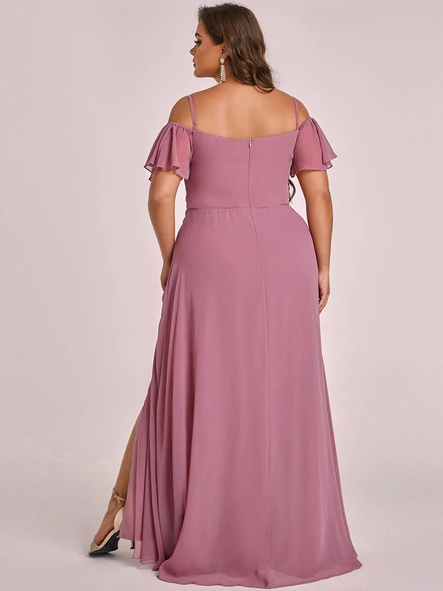 Robe invitée mariage fendue été sexy à épaules dénudées