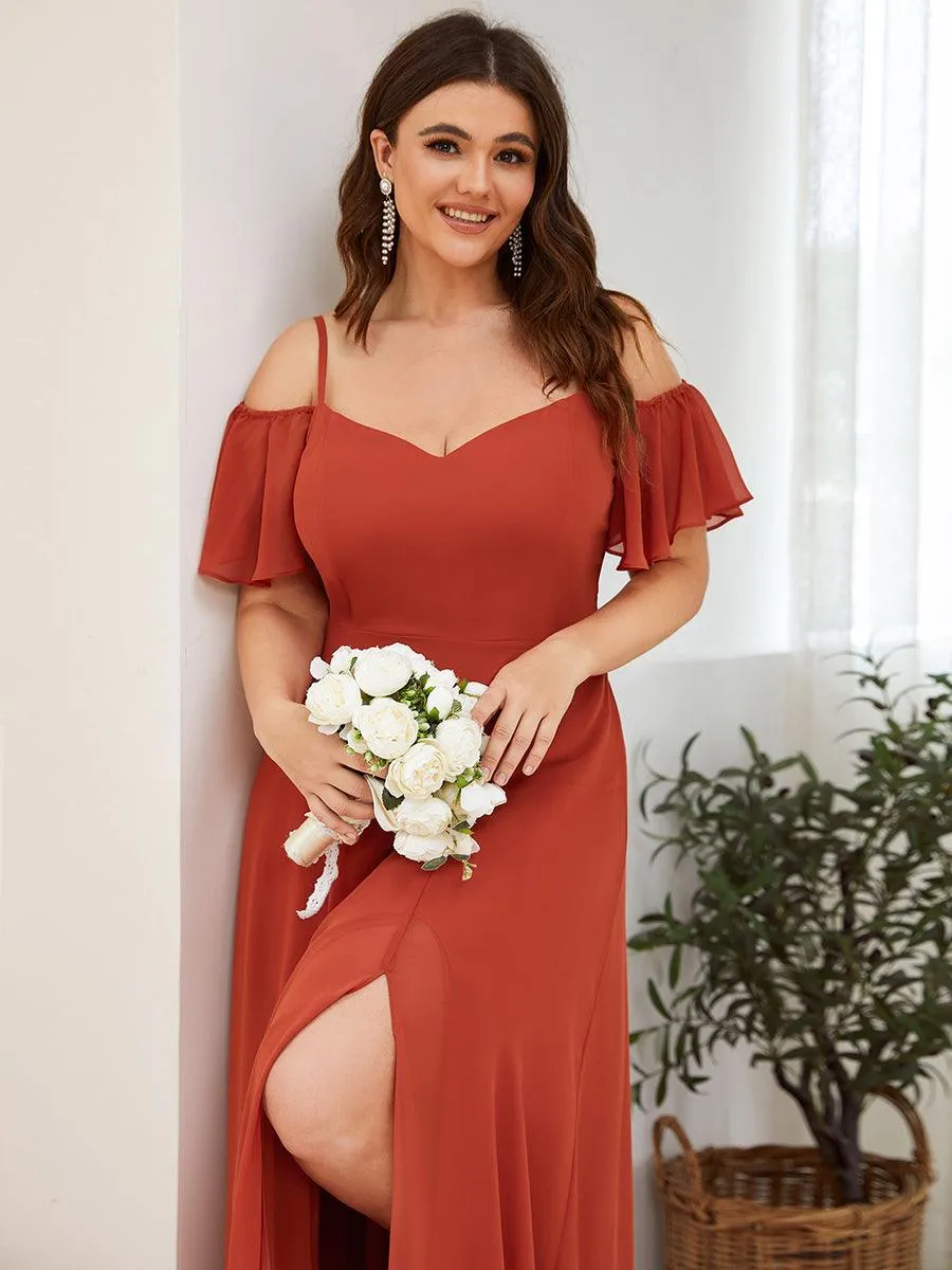 Robe invitée mariage fendue été sexy à épaules dénudées