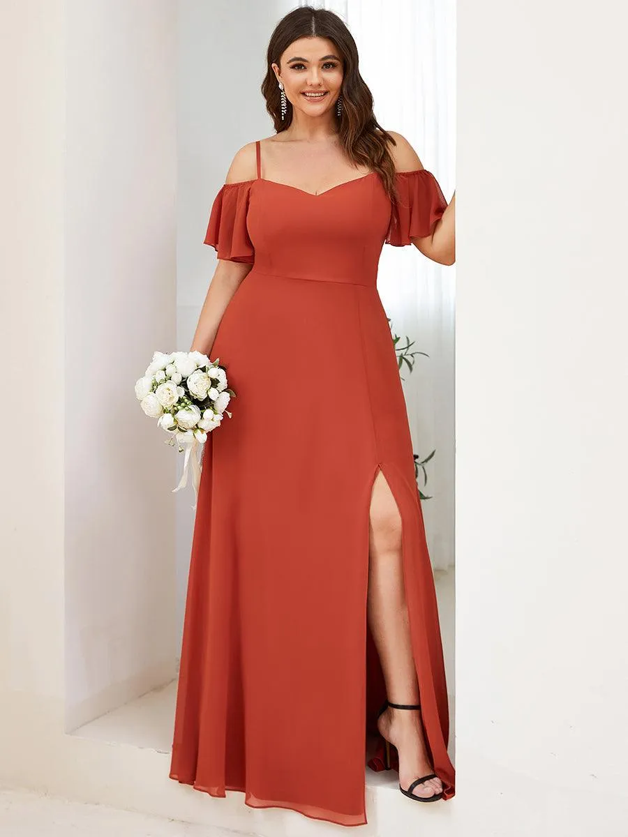 Robe invitée mariage fendue été sexy à épaules dénudées