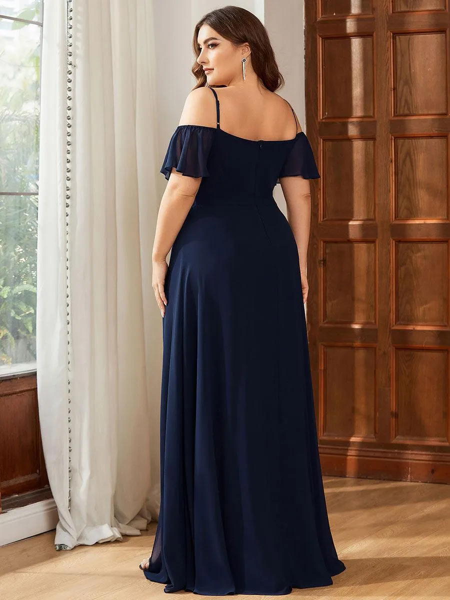 Robe invitée mariage fendue été sexy à épaules dénudées
