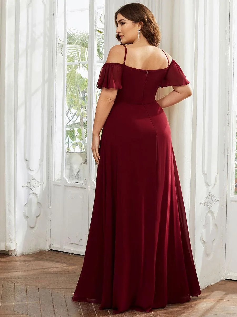 Robe invitée mariage fendue été sexy à épaules dénudées