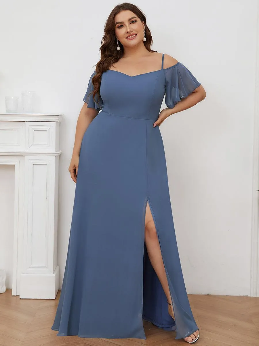 Robe invitée mariage fendue été sexy à épaules dénudées