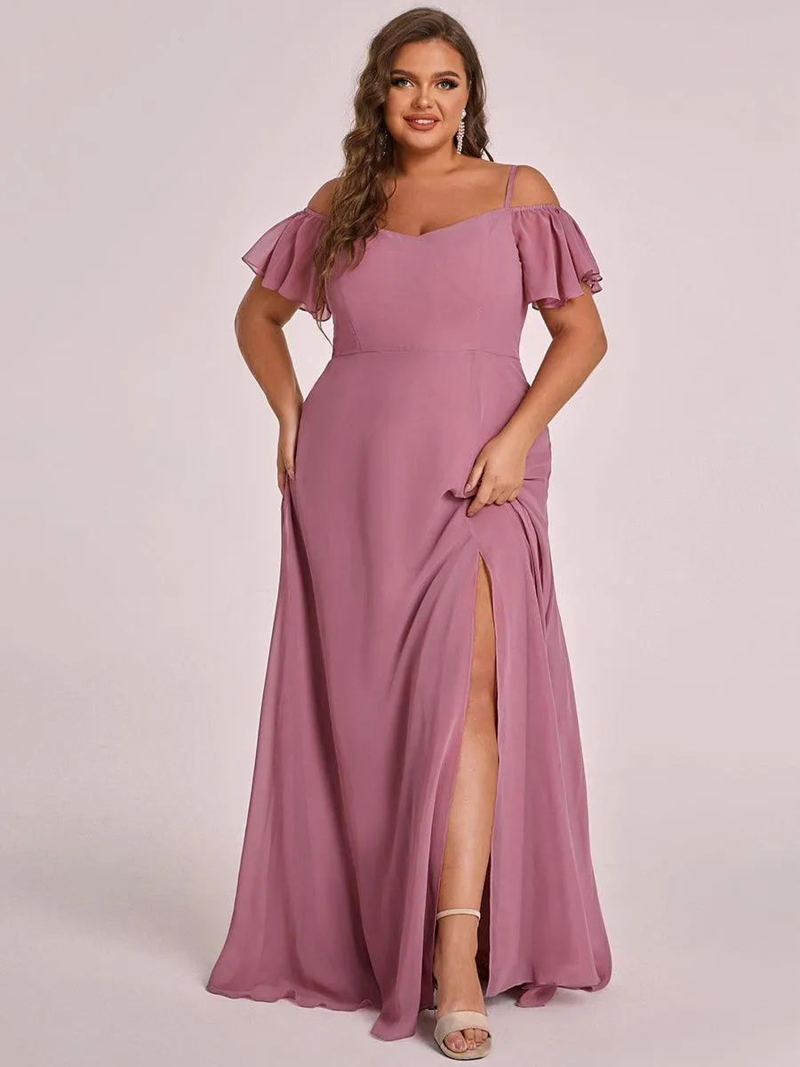 Robe invitée mariage fendue été sexy à épaules dénudées