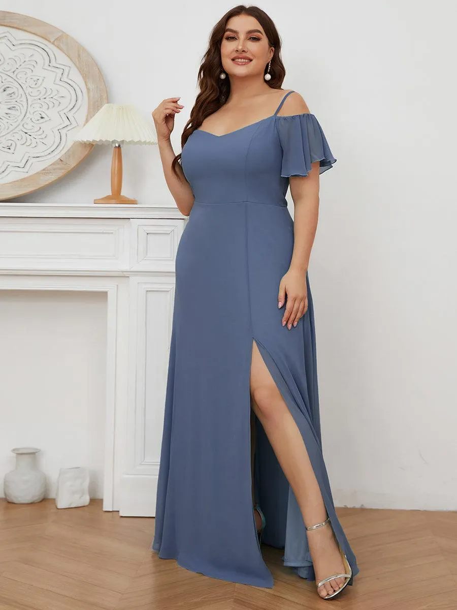 Robe invitée mariage fendue été sexy à épaules dénudées
