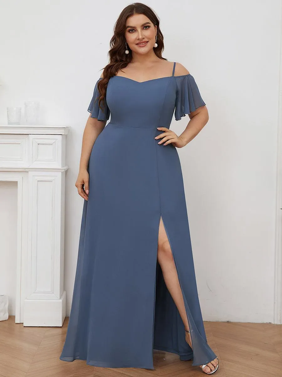 Robe invitée mariage fendue été sexy à épaules dénudées