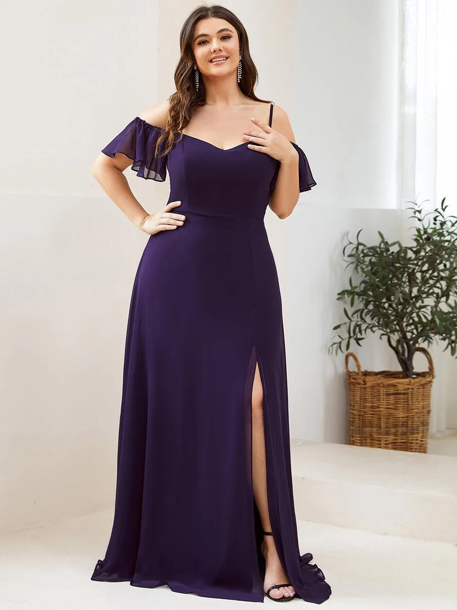 Robe invitée mariage fendue été sexy à épaules dénudées