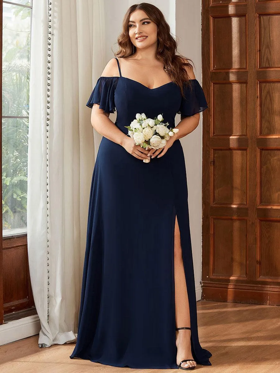 Robe invitée mariage fendue été sexy à épaules dénudées