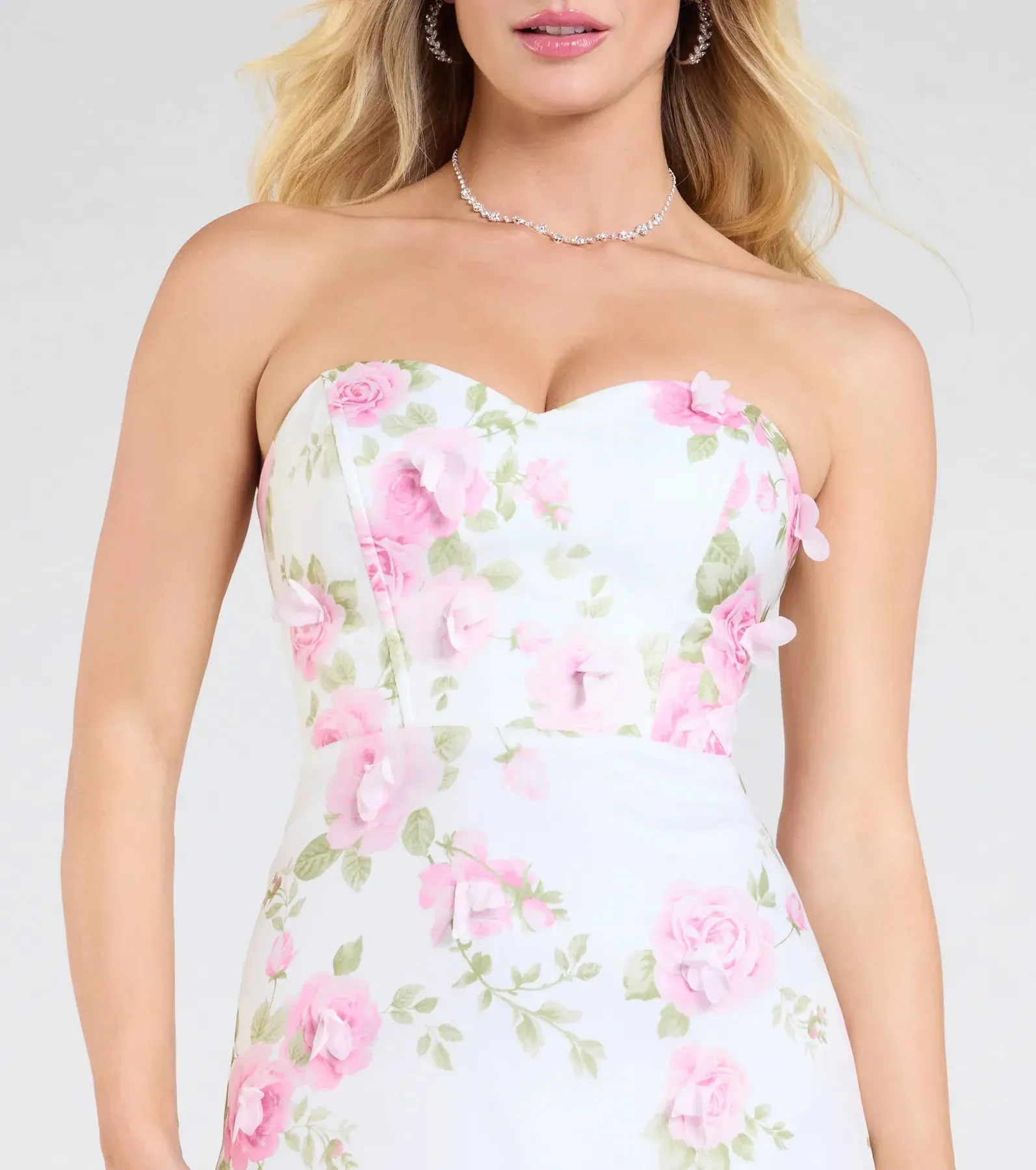 Robin Strapless Lace-Up Floral Mermaid Formal Dress