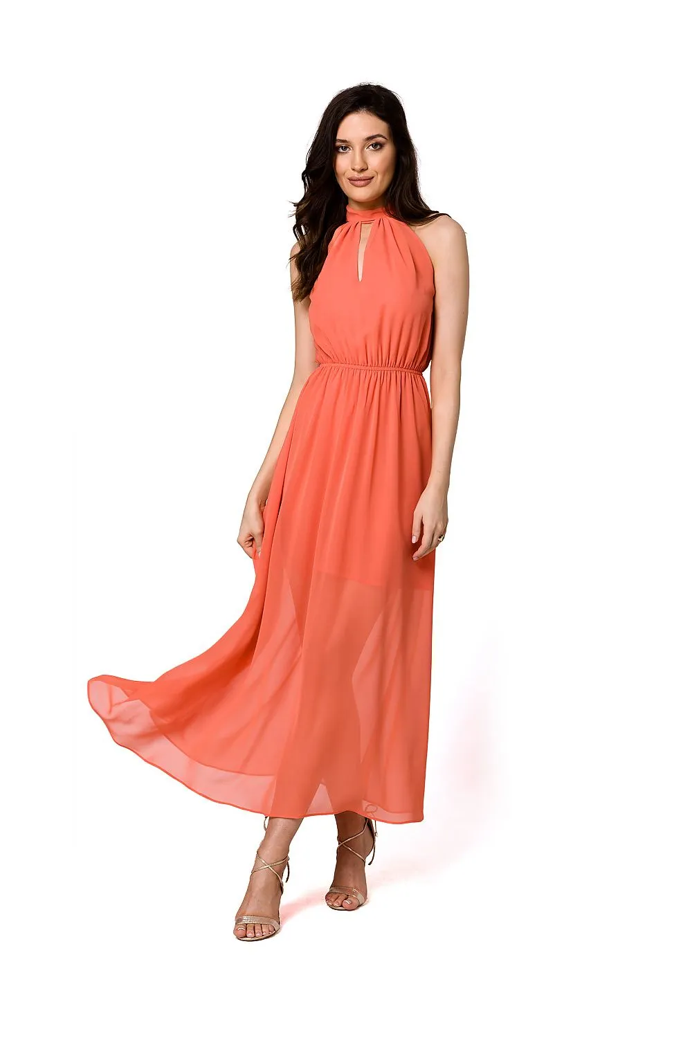 Romantic Halter Neck Midi Dress