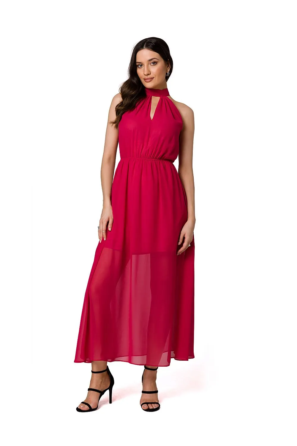 Romantic Halter Neck Midi Dress