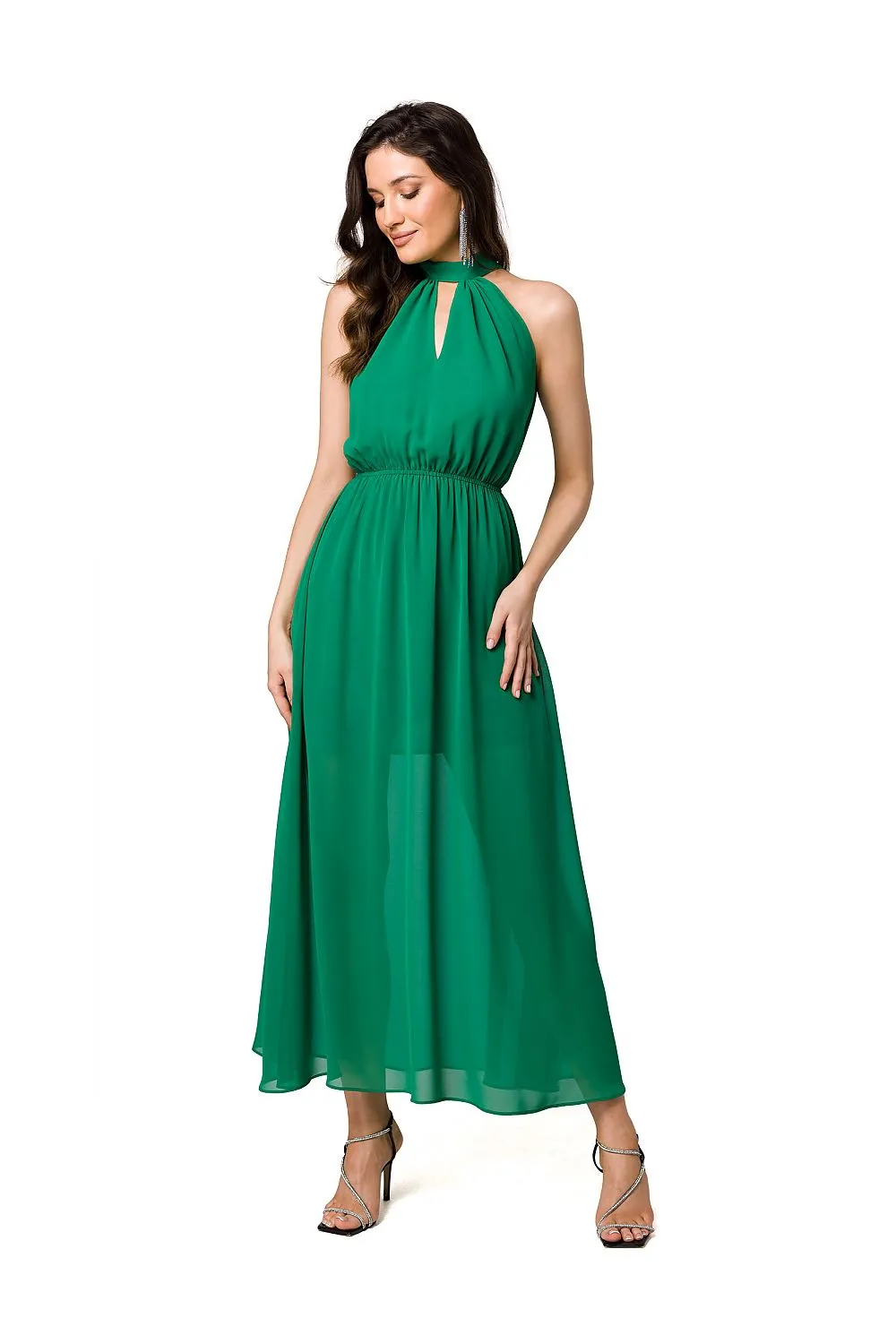 Romantic Halter Neck Midi Dress