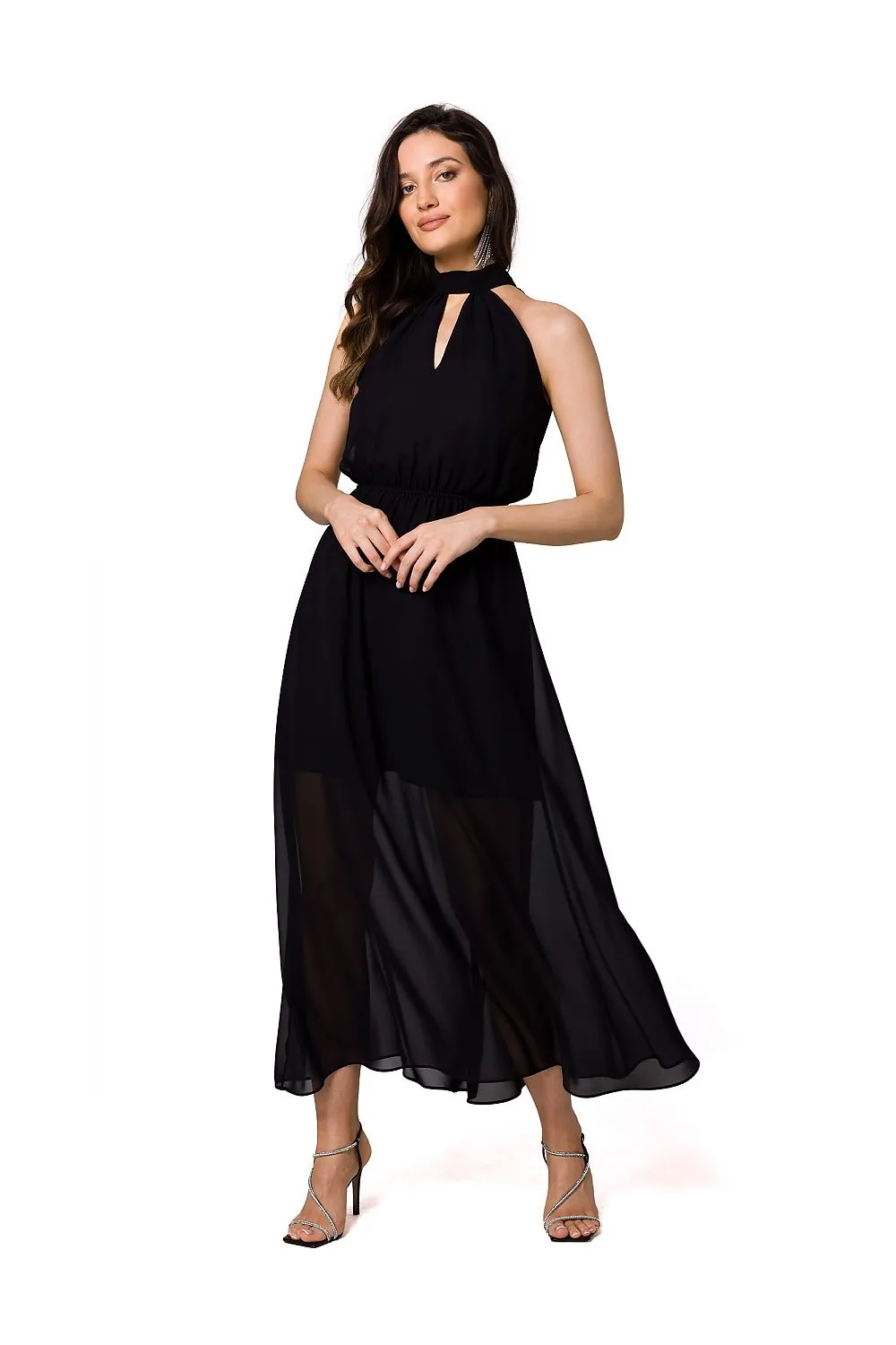 Romantic Halter Neck Midi Dress