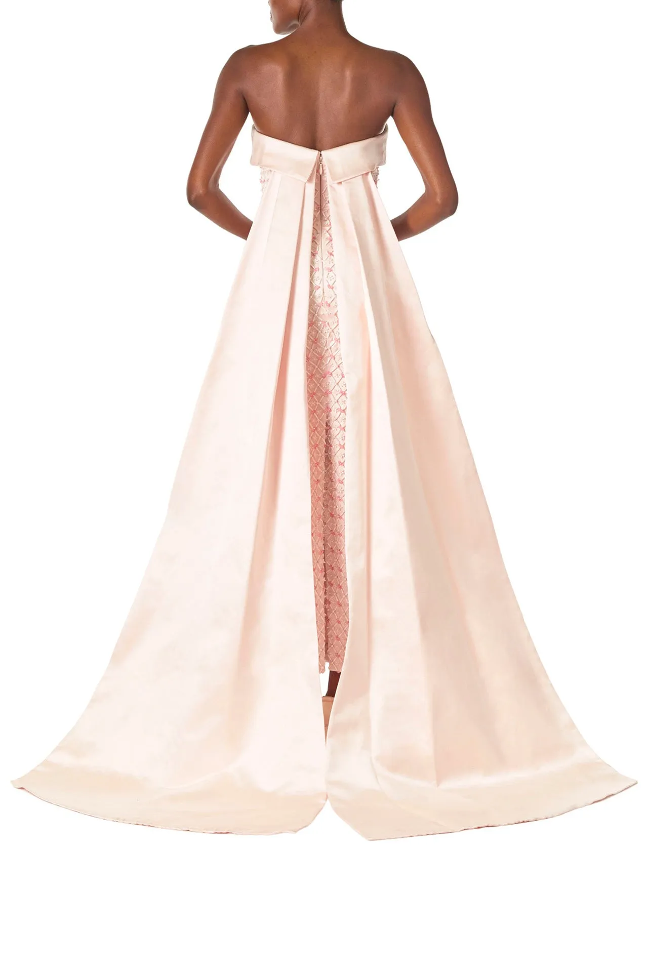 Rosé Beaded Satin Gown