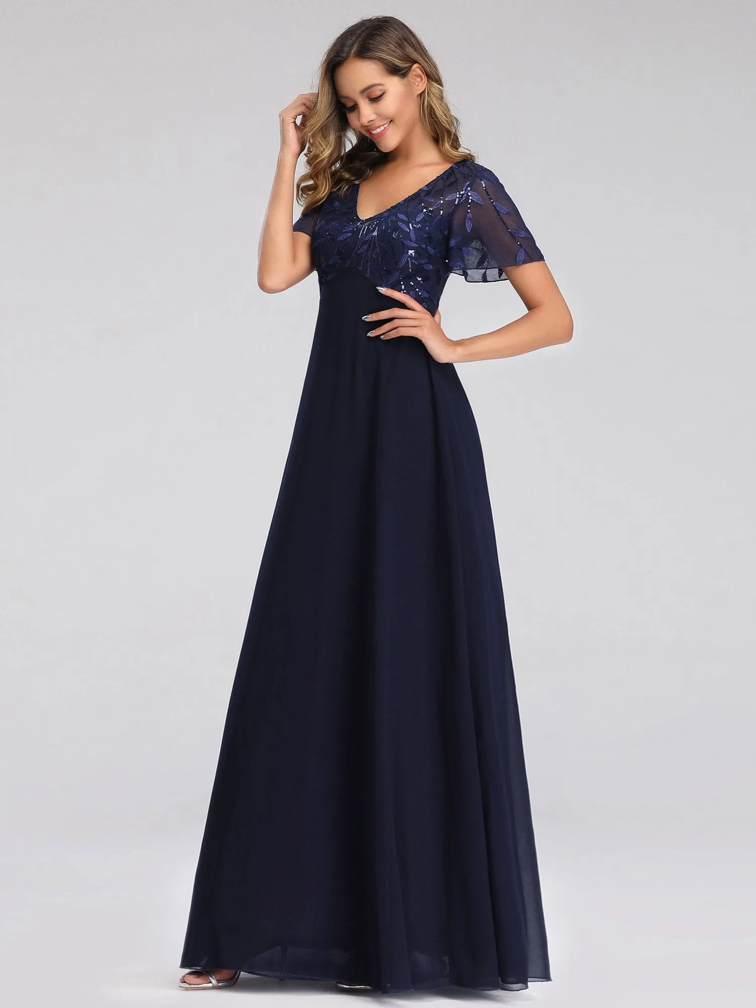 Roycebridal Shannon sequin leaf patterned chiffon mother of the groom dress
