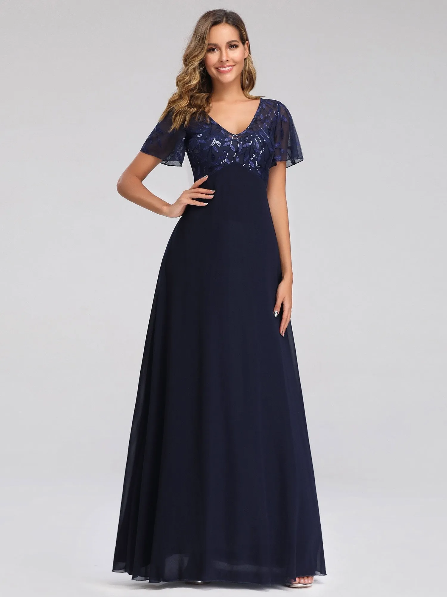 Roycebridal Shannon sequin leaf patterned chiffon mother of the groom dress