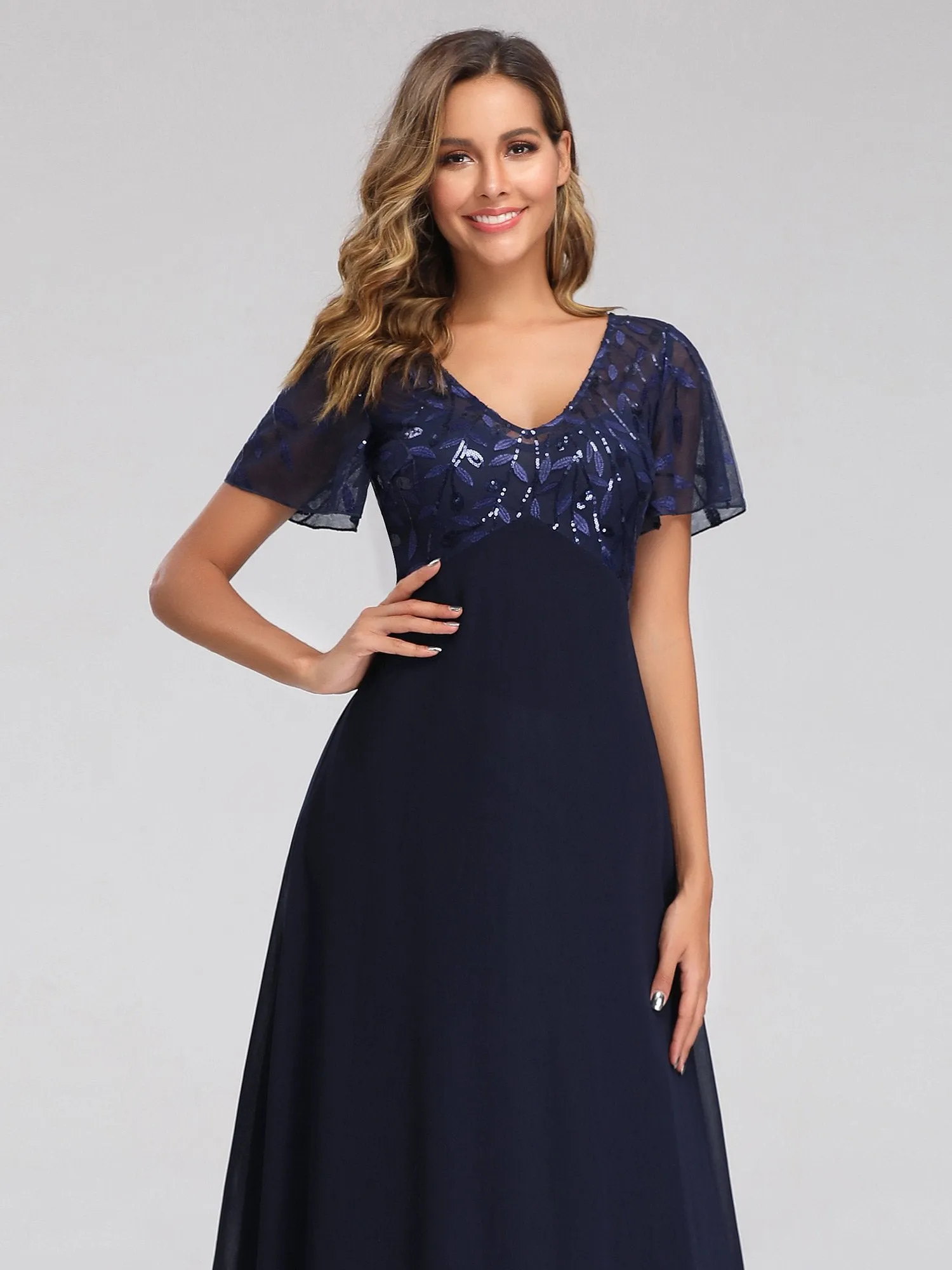 Roycebridal Shannon sequin leaf patterned chiffon mother of the groom dress