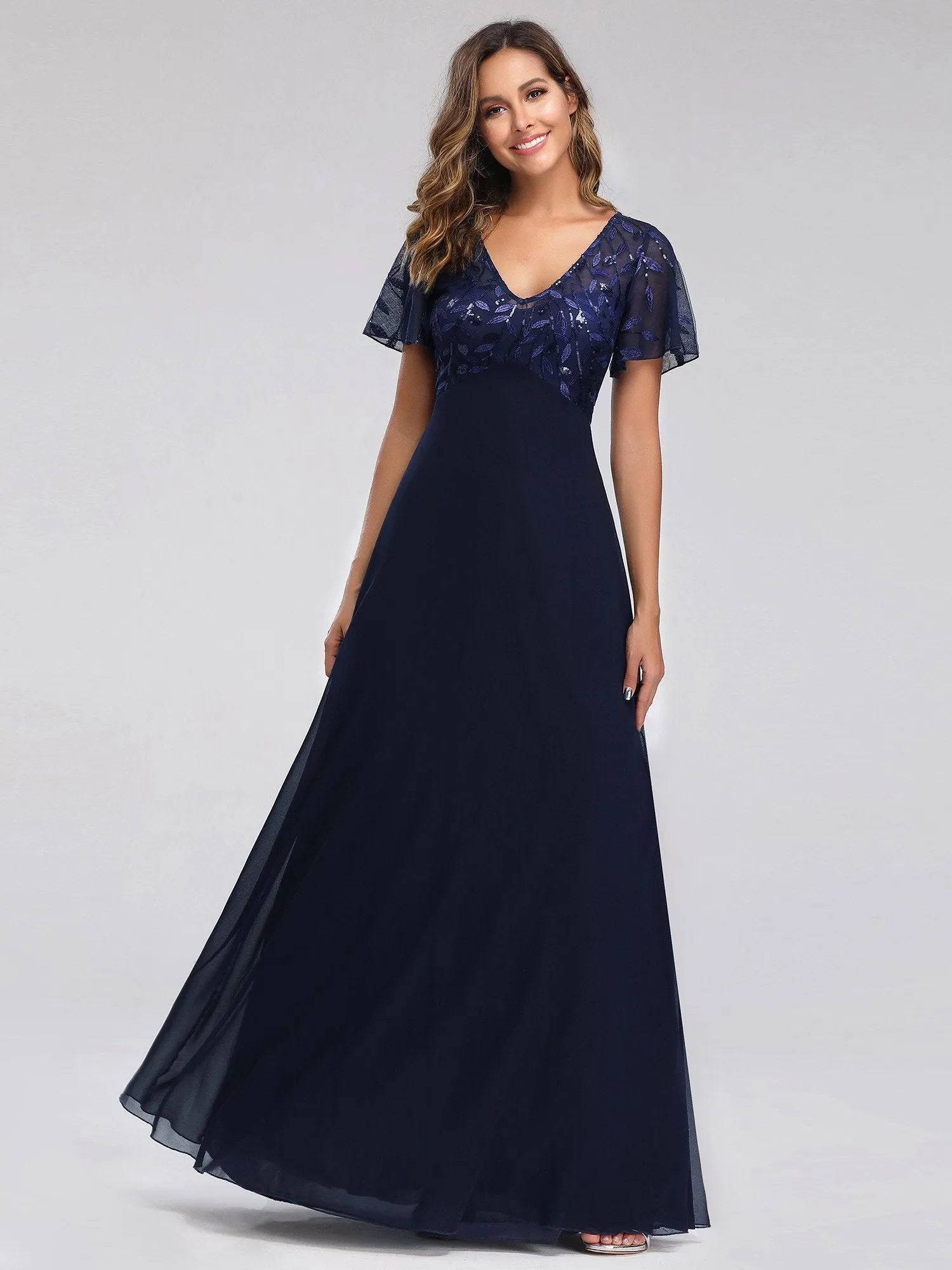 Roycebridal Shannon sequin leaf patterned chiffon mother of the groom dress