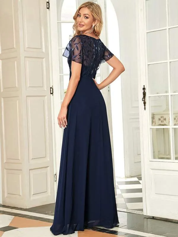 Roycebridal Shannon sequin leaf patterned chiffon mother of the groom dress