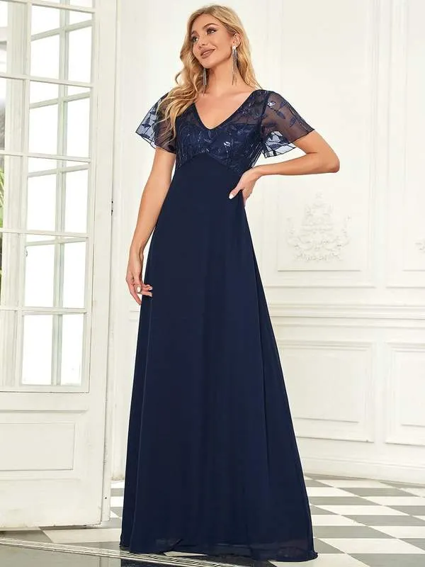 Roycebridal Shannon sequin leaf patterned chiffon mother of the groom dress