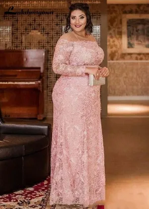 Roycebridal Vintage Pink Lace Mother of the Bride Dresses Prom Party Gown