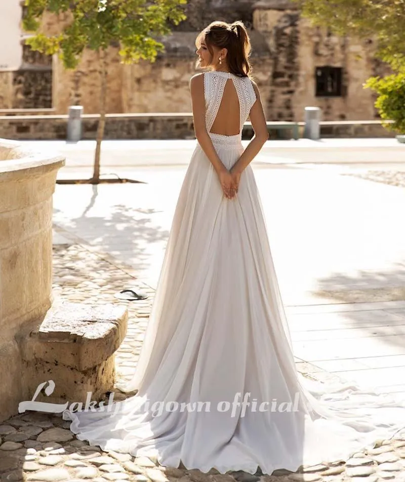 Roycebridal Wedding Dresses Sleeveless Sexy Backless Plus Size Beach Bridal Gown
