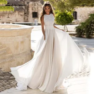 Roycebridal Wedding Dresses Sleeveless Sexy Backless Plus Size Beach Bridal Gown