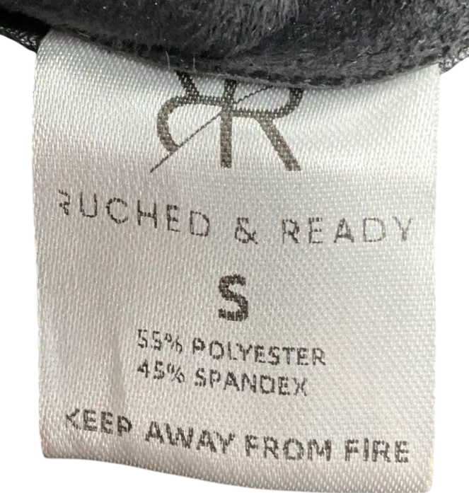 Ruched & Ready Black Faux Leather Dress UK S