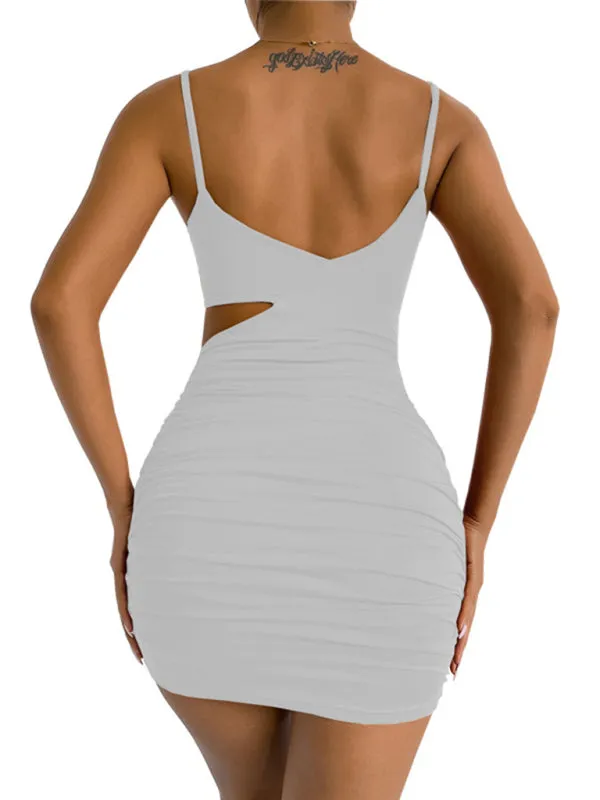 Ruched Bodycon Mini Dress with Open Waist
