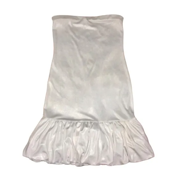 SABORA White Formal Strapless Dress Fitted Shiny Stretchy Women Size Small