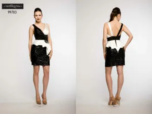 Saboroma 99703 Black & White Cocktail Dress