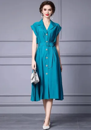 Samantha Single Breasted Sashes Chiffon Temperament Dress