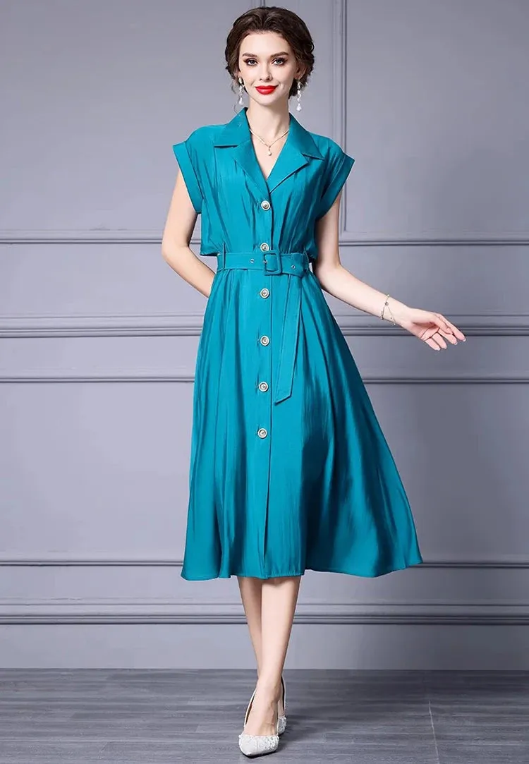 Samantha Single Breasted Sashes Chiffon Temperament Dress