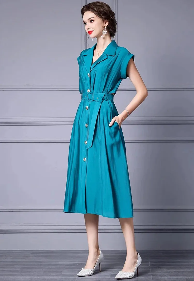 Samantha Single Breasted Sashes Chiffon Temperament Dress