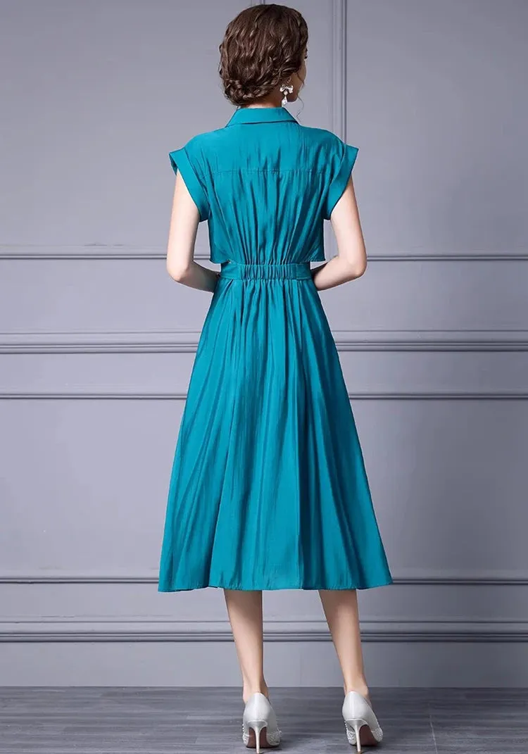 Samantha Single Breasted Sashes Chiffon Temperament Dress