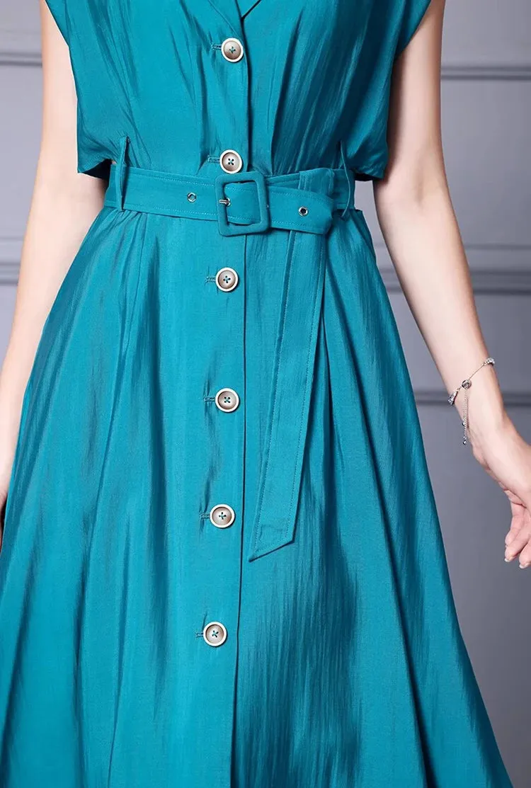 Samantha Single Breasted Sashes Chiffon Temperament Dress