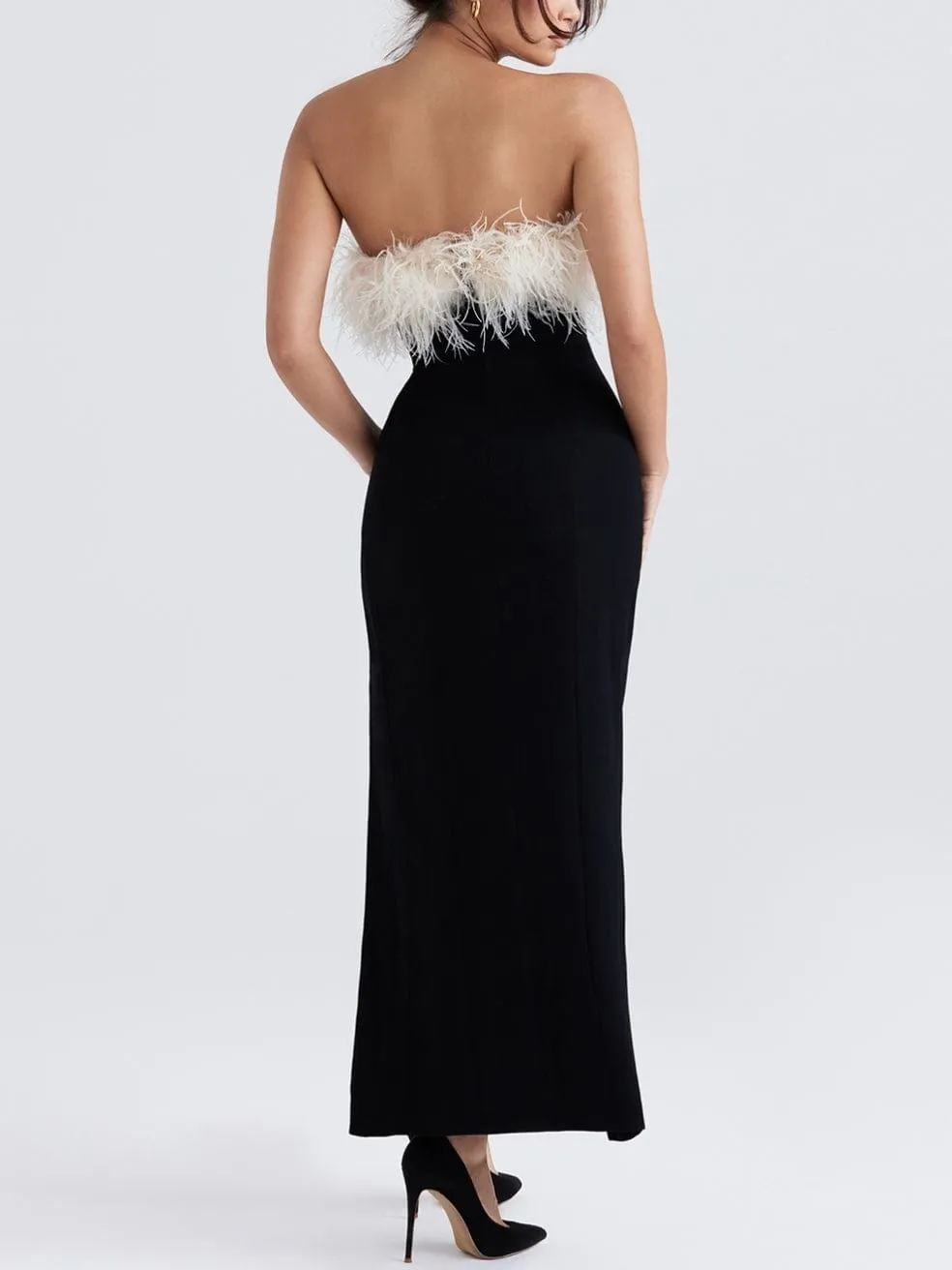 Sarai Black Thigh Split Dress